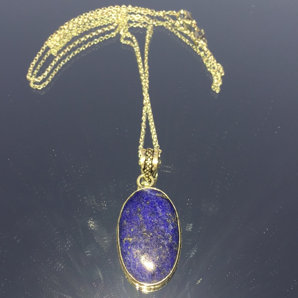 Genuine Lapis Lazuli gemstone pendant necklace new